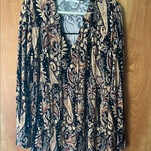 Paisley Print V-Neck Blouse